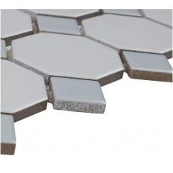 Octagon White Grey Matt & Gloss (5.5cm x 5.5cm) 29.5cm x 29.5cm Mosaic Tile