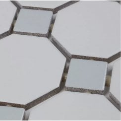 Octagon White Grey Matt & Gloss (5.5cm x 5.5cm) 29.5cm x 29.5cm Mosaic Tile