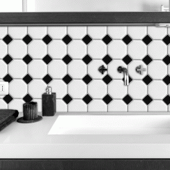 Octagon White on Black Matt & Gloss (5.5cm x 5.5cm) 29.5cm x 29.5cm Mosaic Tile