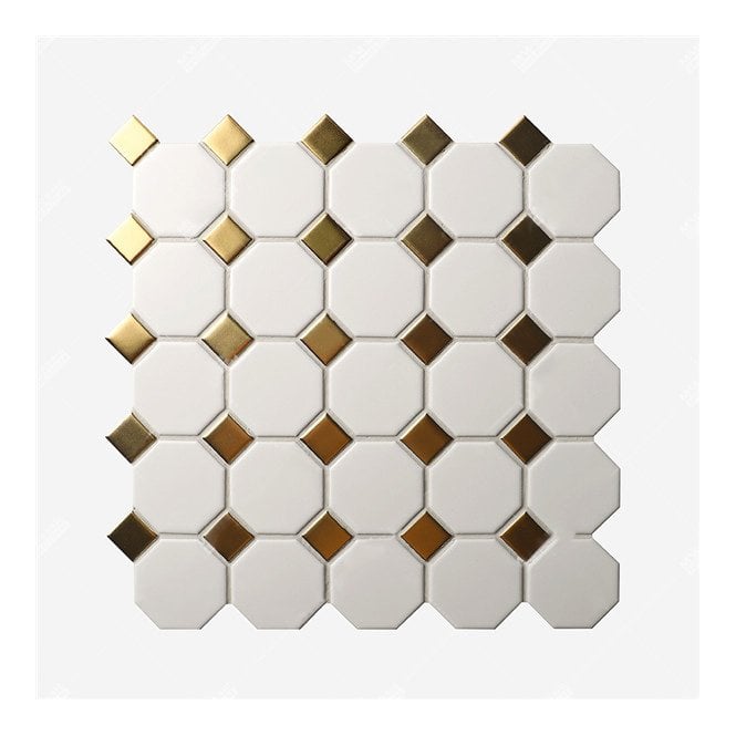 Octagonal White Gold 29.5cmx 29.5cm (2.3cm x 2.3cm) Mosaic
