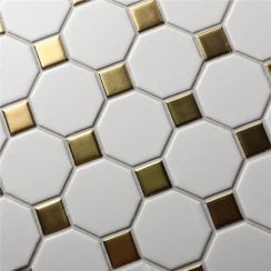 Octagonal White Gold 29.5cmx 29.5cm (2.3cm x 2.3cm) Mosaic