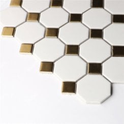 Octagonal White Gold 29.5cmx 29.5cm (2.3cm x 2.3cm) Mosaic