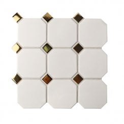 Octagonal White Gold 30cmx 30cm (9.5cm x 9.5cm) Mosaic