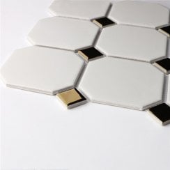 Octagonal White Gold 30cmx 30cm (9.5cm x 9.5cm) Mosaic