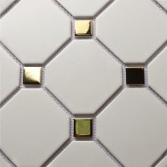 Octagonal White Gold 30cmx 30cm (9.5cm x 9.5cm) Mosaic