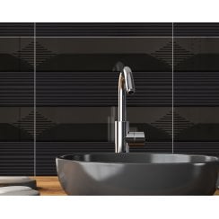 Ophelia Black (6cm x 24cm) 24.3cm x 24cm Mosaic Tile