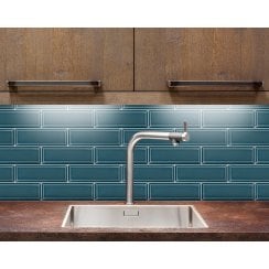Parisien Metro Crackle Blue 7.5cm x 22.5cm Wall Tile