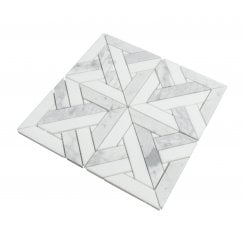 Parquet Carrara & Thassos White 30.5cm x 30.5cm Mosaic Tile