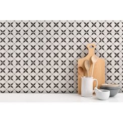 Patchwork Clover Black 29.8cm x 29.8cm Wall & Floor Tile