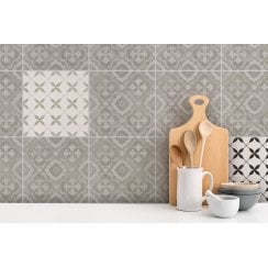 Patchwork Clover Black 29.8cm x 29.8cm Wall & Floor Tile