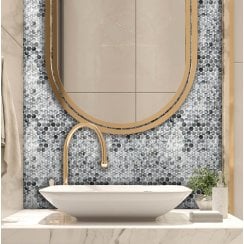 Penny Mother Of Pearl Black 29cm x 31.5cm Mosaic Tile