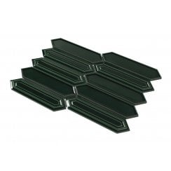 Picket Bottle Green Mosaic Tile (4.8cm x 19.8cm) 35.3cm x 25.5cm