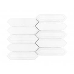 Picket White Mosaic Tile (4.8cm x 19.8cm) 35.3cm x 25.5cm
