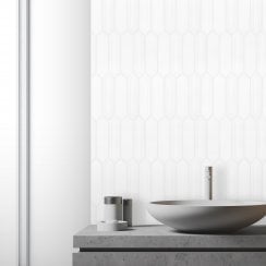 Picket White Mosaic Tile (4.8cm x 19.8cm) 35.3cm x 25.5cm