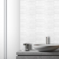 Picket White Mosaic Tile (4.8cm x 19.8cm) 35.3cm x 25.5cm