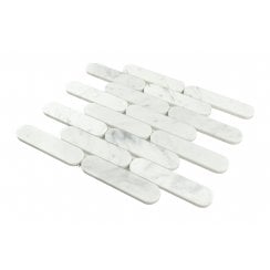 Pill Carrara White Marble (3.5cm x 15cm) 30cm x 29cm Mosaic Tile