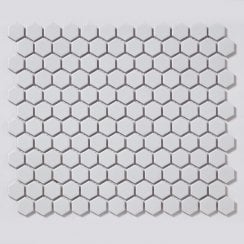 Pixel Hexagon Matt White 30cm x 26cm (2.3cm x 2.6cm) Mosaic Tile