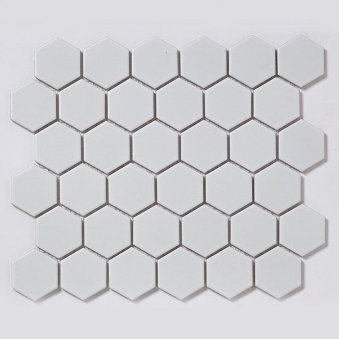 Pixel Hexagon Matt White 32.5cm x 28.1cm (5.1 cm x 5.9cm) Mosaic Tile