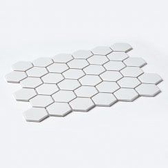Pixel Hexagon Matt White 32.5cm x 28.1cm (5.1 cm x 5.9cm) Mosaic Tile