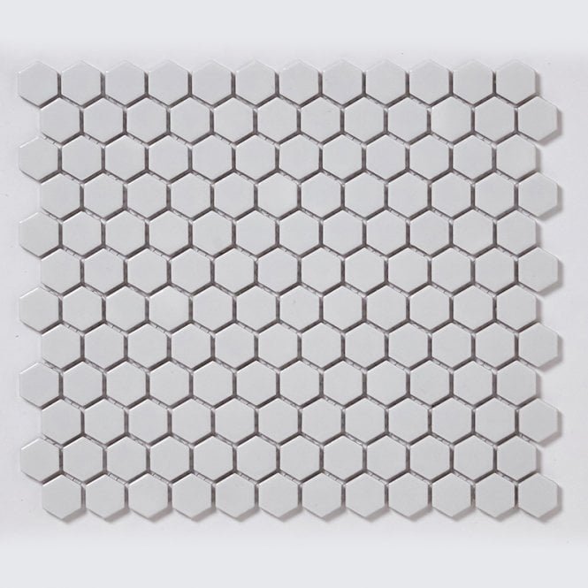 Pixel Hexagon White Gloss 30cm x 26cm (2.3cm x 2.3cm) Mosaic Tile