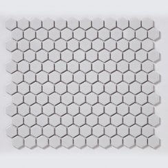 Pixel Hexagon White Gloss 30cm x 26cm (2.3cm x 2.3cm) Mosaic Tile