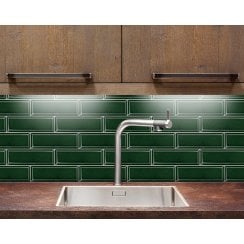 Plush Victorian Green Crackle Glaze 7.5cm x 22.5cm Wall Tile