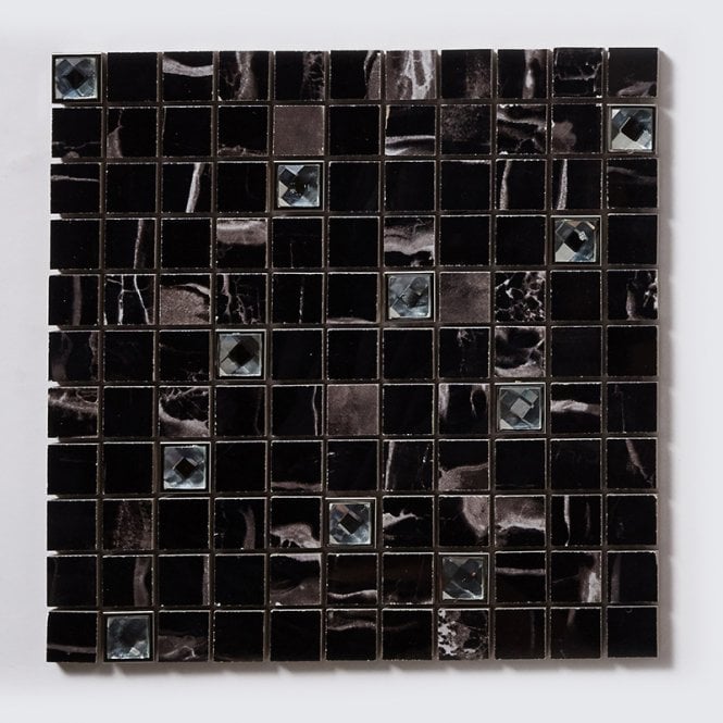 Premium Nero Marquina Jewel 30cm x 30cm Mosaic