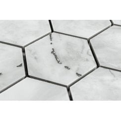 Prestige Hexagon Lux Carrara Mosaic (7.3cm x 7.3cm) 26.7cm x 27.8cm Wall & Floor Tile