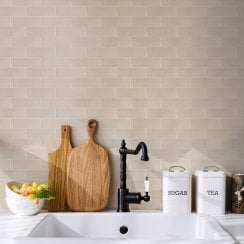 Puddle Glaze Cottage Ivory 5cm x 15cm Wall Tile
