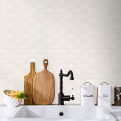 Puddle Glaze Cotton White 5cm x 15cm Wall Tile