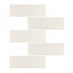 Puddle Glaze Cotton White 5cm x 15cm Wall Tile
