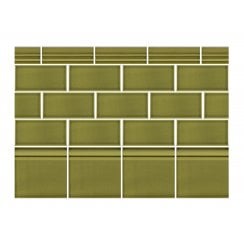 Puddle Glaze Olive Green 7.5cm x 15cm Wall Tile