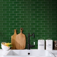 Puddle Glaze Racing Green 5cm x 15cm Wall Tile
