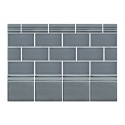Puddle Glaze Smoked Grey 7.5cm x 15cm Wall Tile