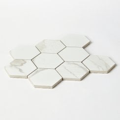 Q-Marmi Calacatta Hexagon Mosaic (9.5cm x 9.5cm) 29.2cm x 34.1cm Wall & Floor Tile