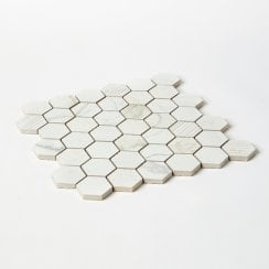 Q-Marmi Statuario Hexagon Mix Stone Mosaic (4.8cm x 4.8cm) 32.4cm x 33.2cm Wall & Floor Tile