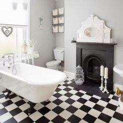 Regency Black & White Large Chequer (14.8cm x 14.8cm) 30cm x 30cm Mosaic Tile