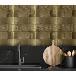 Reptilia Gold (9.8cm x 9.8cm) 29.8cm x 29.8cm Mosaic Tile