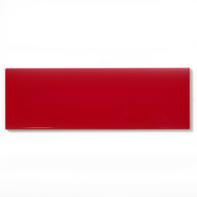 Rhian Red Gloss 10cm x 30cm Wall Tile