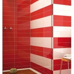 Rhian Red Gloss 10cm x 30cm Wall Tile