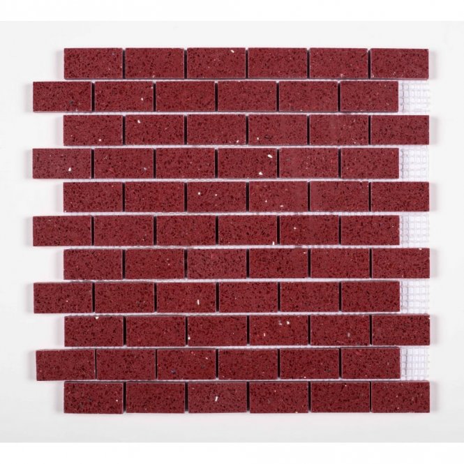 Ruby Red Brick  Quartz 30cm x 30cm (4.8m x 2.3cm) Mosaic Tile