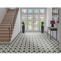 Scintilla Black Star Pattern 45cm x 45cm Wall & Floor Tile