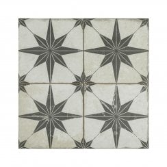 Scintilla Black Star Pattern 45cm x 45cm Wall & Floor Tile
