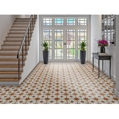 Scintilla Paprika Orange Star Pattern 45cm x 45cm Wall & Floor Tile