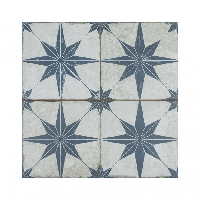 Scintilla Sapphire Star Pattern 45cm x 45cm Wall & Floor Tile