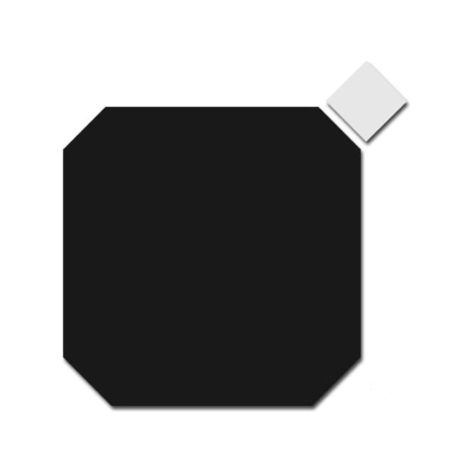 Senescent Octagon Effect Matt Black 20cm x 20cm Tile