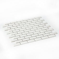 Shapes Mini Metro Bevelled Gloss White 30cm x 30cm (2.3cm x 4.8cm) Mosaic Tile