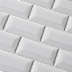 Shapes Mini Metro Bevelled Gloss White 30cm x 30cm (2.3cm x 4.8cm) Mosaic Tile