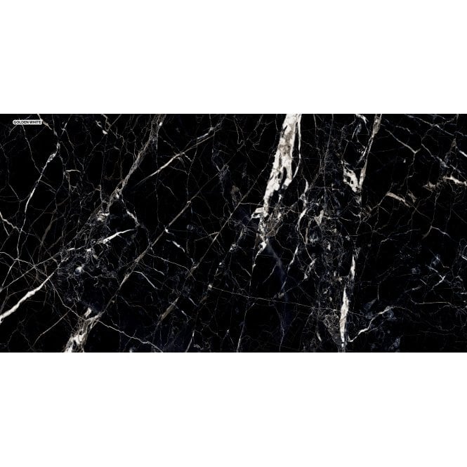 Sky Black Marble Effect Polished Porcelain 60cm x 120cm Wall & Floor Tile