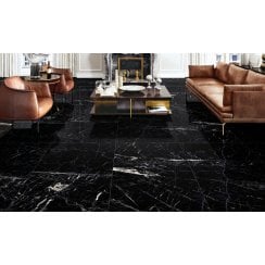 Sky Black Marble Effect Polished Porcelain 60cm x 120cm Wall & Floor Tile